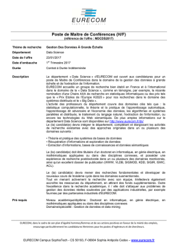 Poste de Maitre de Conférences (H/F)