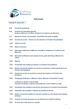 Ordre du jour - Conférence des Bâtonniers