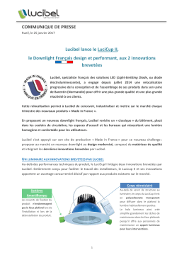 COMMUNIQUE DE PRESSE Lucibel lance le LuciCup II, le