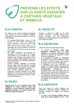 prévenir les effets sur la santé associés à certains végétaux et