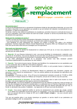 Service de remplacement_2017 - Chambre d`Agriculture de l`Hérault