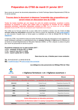 Préparation du CTSD de mardi 31 janvier 2017