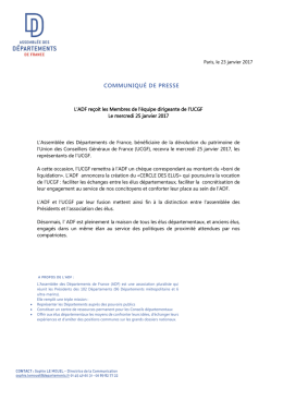 COMMUNIQUÉ DE PRESSE - Assemblée des départements de