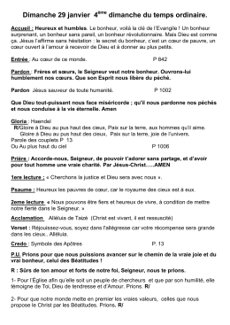 Dimanche 29 janvier 4 dimanche du temps ordinaire.