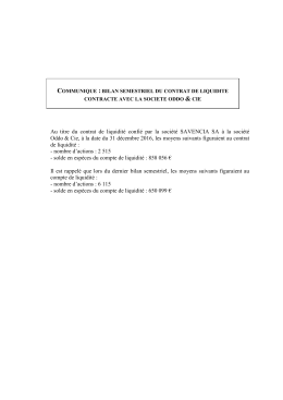 VDCommuniqué contrat de liquidité 31 12 2016