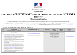 Calendrier prévisionnel recrutements internes Filière ADM 2016-2017