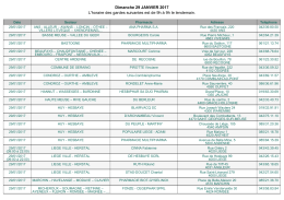 Dimanche 29 JANVIER 2017 L`horaire des gardes suivantes