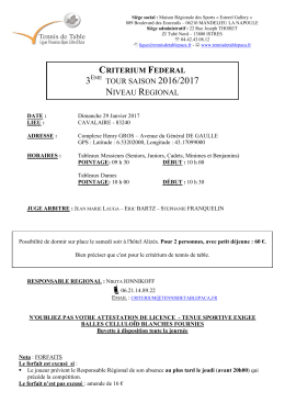 convocation - Ligue PACA Tennis de Table