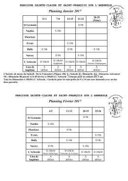 janvier à mai - Paroisse Ste Claire et St François sur l`Arbresle