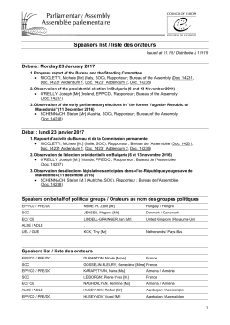 Speakers list / liste des orateurs