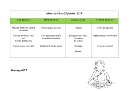 Menu du 23 au 27 janvier 2017