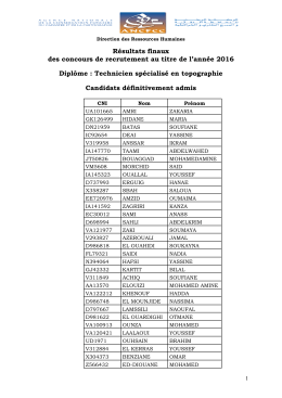 Résultats finaux des concours de recrutement au titre de l`année