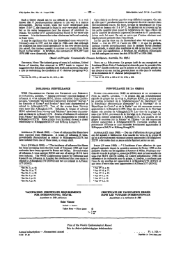 Price of the Weekly Epidemiological Record Prix du Relevé