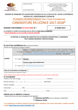 Demande de validation d`acquis ou VA13 pour int&eacute;grer une LICENCE