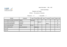 Emplois du Temps Filière : Economie et Gestion Semestre : 6