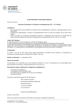 annonce poste assistant histoire unige 2017