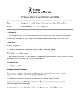 affichage de poste &agrave; l`interne et &agrave; l`externe
