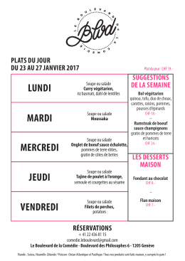 Plats du jour / suggestions de la semaine