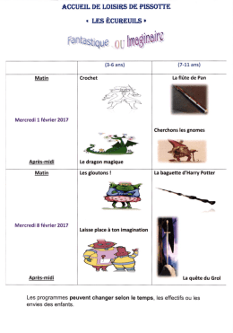 Programme CLSH MERCREDIS FEVRIER