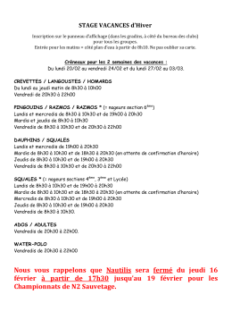 cr&eacute;neaux des vacances d`hiver