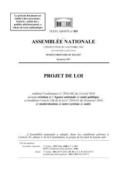 ASSEMBL&Eacute;E NATIONALE PROJET DE LOI