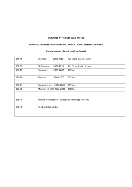 HORAIRES 7ème CROSS Louis RAFFIN SAMEDI 28 JANVIER