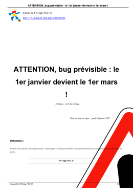 ATTENTION, bug pr&eacute;visible : le 1er janvier devient le