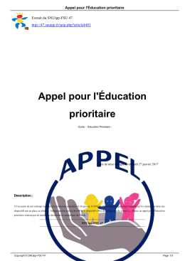 Appel pour l`Éducation prioritaire