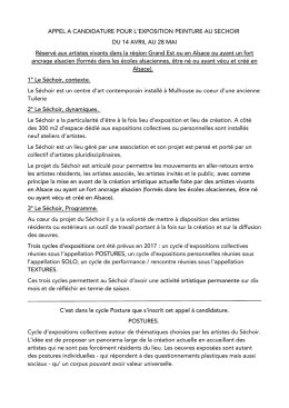 APPEL A CANDIDATURE POUR L`EXPOSITION