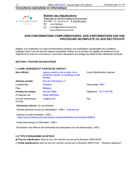 Consultance spécialisée en informatique Bulletin des Adjudications