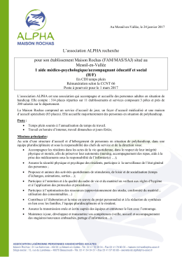 L`association ALPHA recherche pour son établissement Maison