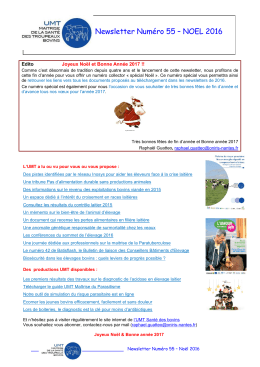 Newsletter n° 55 UMT Maîtrise de la santé des troupeaux bovins