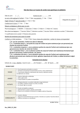 Etat des lieux sur la pose de sonde naso-gastrique en