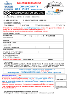 Bulletin d`engagement aux Championnats - Karting