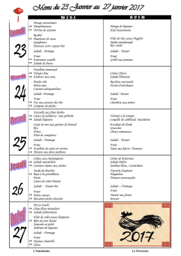 menu du 23 janvier au 27 janvier 2017