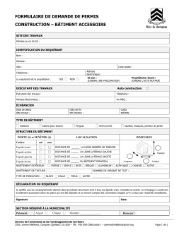 FORMULAIRE DE DEMANDE DE PERMIS CONSTRUCTION