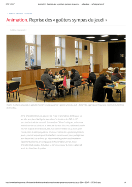 Animation.Reprise des &laquo; go&ucirc;ters sympas du jeudi