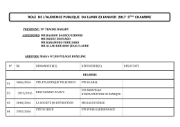 ROLE DE L`AUDIENCE PUBLIQUE DU LUNDI 23 JANVIER 2017