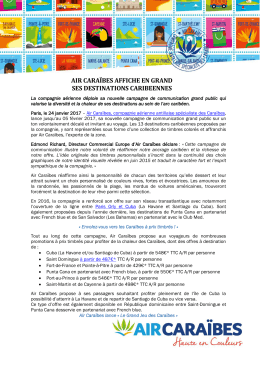 air cara&iuml;bes affiche en grand ses destinations caribeennes