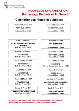 NOUVELLE ORGANISATION Ramassage D&eacute;chets et Tri