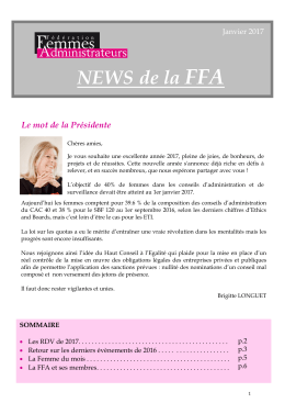 NEWS de la - Fédération des femmes administrateurs