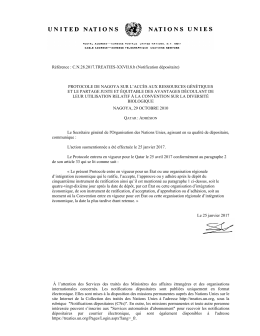 &Agrave; l`attention des Services des trait&eacute;s des Minist&egrave;res des affaires