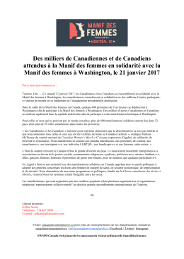 Des milliers de Canadiennes et de Canadiens attendus &agrave; la Manif