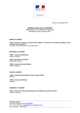 Paris, le 23 janvier 2017 AGENDA DE MME ANNICK GIRARDIN