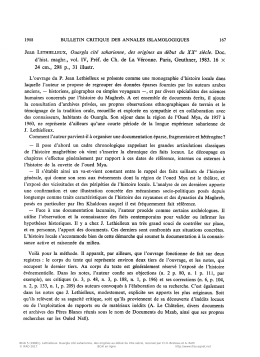 BCAI 5 (1988) J. Lethielleux: Ouargla cité saharienne, des