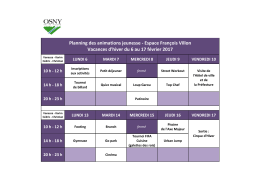 Programme des animations pendant les vacances d`hiver 2017