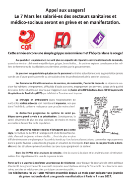 appel intersyndicale santé social - manif 7 mars 2017