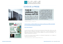 Communiqu&eacute;. La 5&egrave;me &eacute;dition du cycle de conf&eacute;rences
