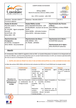 CR du CESC Equipe de direction Murielle LOZAC`H : Proviseure