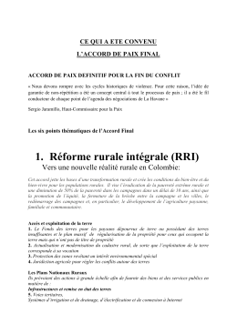 1. Réforme rurale intégrale (RRI)